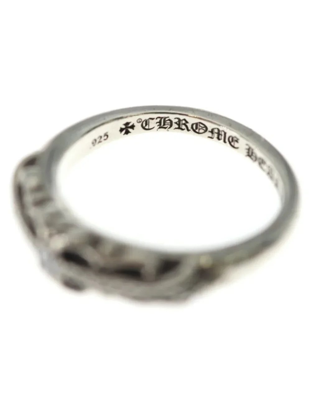 Chrome Hearts Baby Clsc Classic Floral Cross Pave Diamond Silver Ring